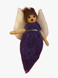 Hanger engeltje van wolvilt aubergine-lavendel