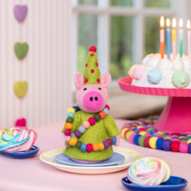 Eiwarmer/decoratie feestvarken groen