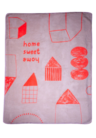 Plaid Adelheid katoenwit-oranje Home sweet Home