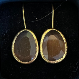 Oorbellen van Happy Lona verguld moccabruin