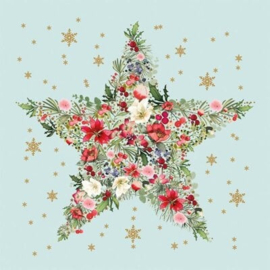 Servetten kerstster ijsblauw PPD