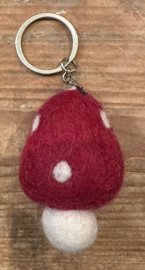Sleutelhanger paddenstoel roze
