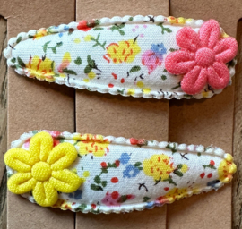 Peuter/kleuter haarknipjes geel-lichtroze-wolwit