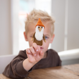 Vingerpopje vilt 3D kabouter bruin