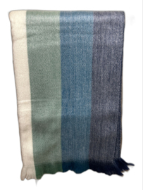Sjaal L brede streep blauwtinten-mint