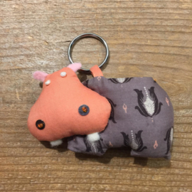 Sleutelhanger nijlpaard roze