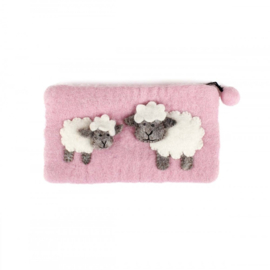 Portemonnee/etui schaap roze