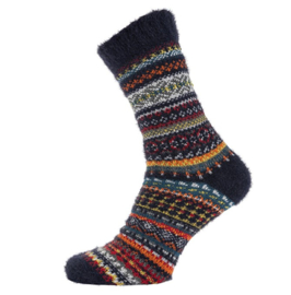 Sokken maat 40-45 Woolmix donkerblauw-multicolor