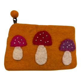 Portemonnee/etui paddestoelen oranje