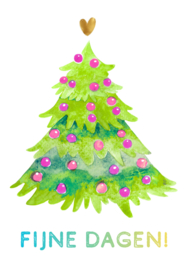 Kerstkaart KvdE Kerstauto met kerstboom op dak