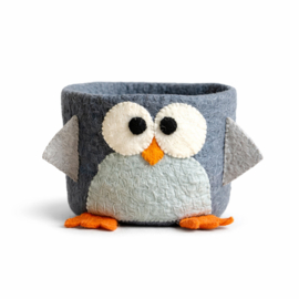 Mandje vilt M uil jeansblauw