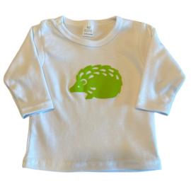 Baby T-shirt met velours opdruk egel groen maat 62