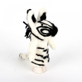 Vingerpopje vilt 3D zebra