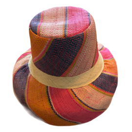 Zonnehoed met brede rand paars-oranje-cyclaam