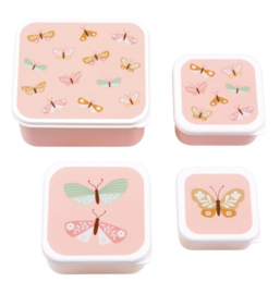 Lunch-/snackboxensetje 4 delig A Little Lovely Company vlinders