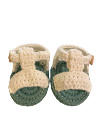 Baby sandaaltjes wit/donkermint maat 16