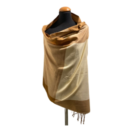 Omslagdoek cashmere terra-grijs-crème