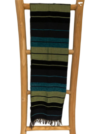 Sjaal katoen en linnen groen, donkerblauw en zwart
