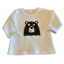Baby T-shirt met velours opdruk beer zwart maat 62