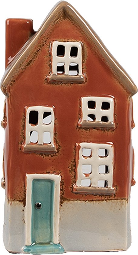 Clayre & Eef waxinelichthouder huis bruin