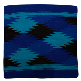 Kussen traditioneel Ecuador blauw 3 mannen