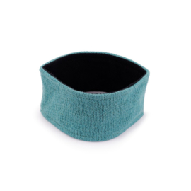 Hoofdband Sjaal met Verhaal gebreid wol turquoise