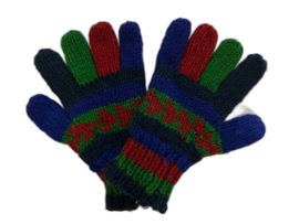 Handschoenen kobalt-rood-groen