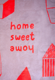 Plaid Adelheid katoenwit-oranje Home sweet Home