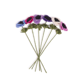 Bloem vilt anemoon merinowol fuchsia