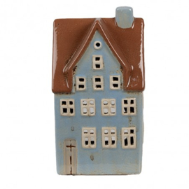 Houder waxinelicht Clayre & Eef ijsblauw huis L