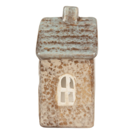 Houder waxinelicht Clayre & Eef beige-ijsblauw