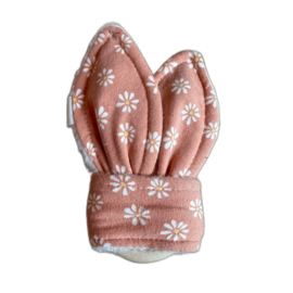 Bijtring/rammelaar madeliefjes met witte velours