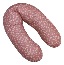Voedingskussenhoes "Oud roze met witte bloem"