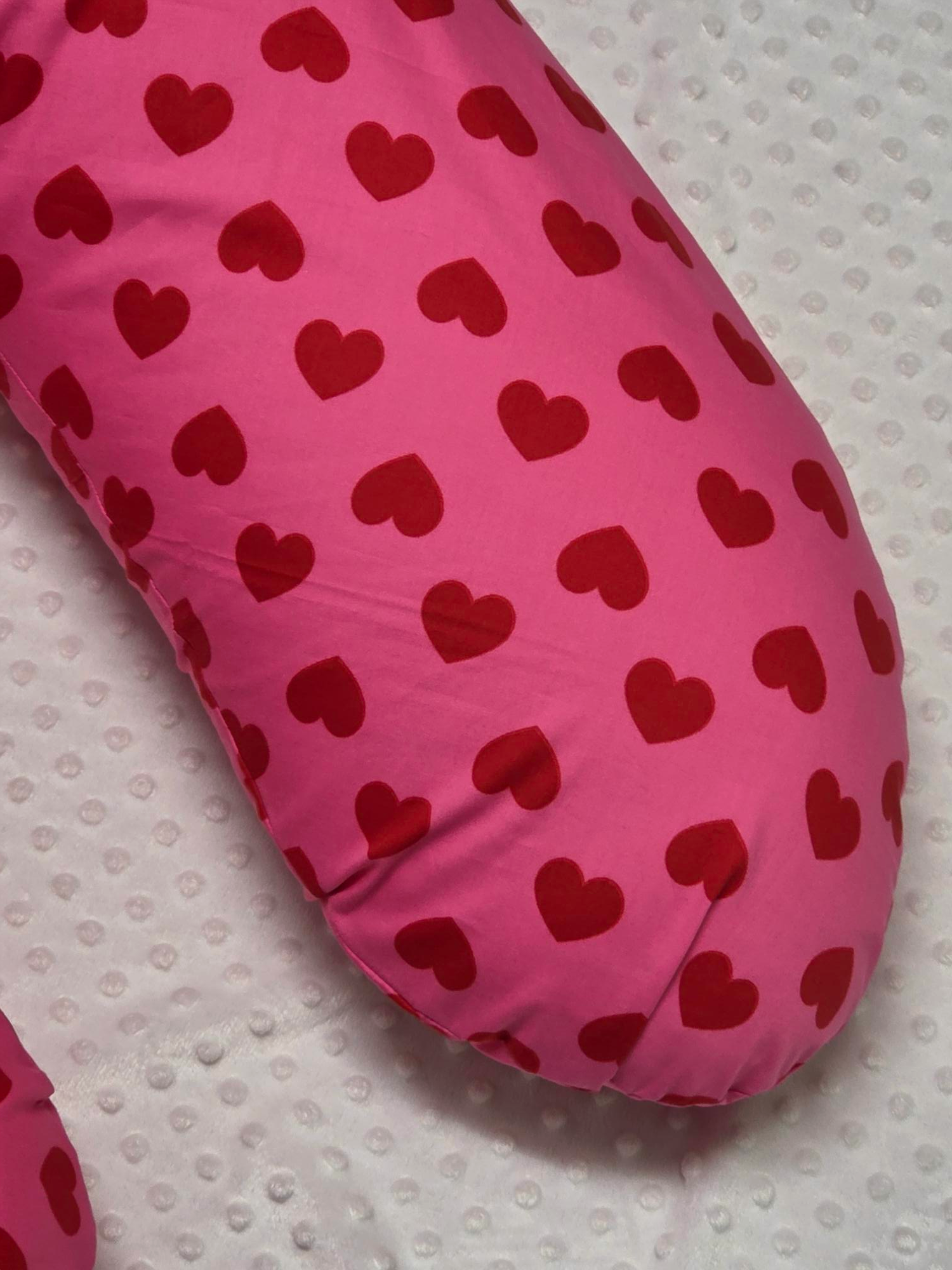 Voedingskussenhoes "Roze met rode harten"