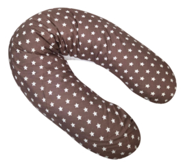 Voedingskussenhoes "Bruin met sterren en witte wafel"