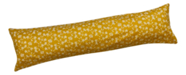 Zijslaapkussenhoes "Okergeel met bloemen" 110x25cm