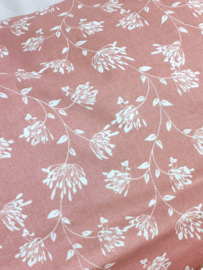 Zijslaapkussenhoes: "Oud roze met bloem"  140x40cm