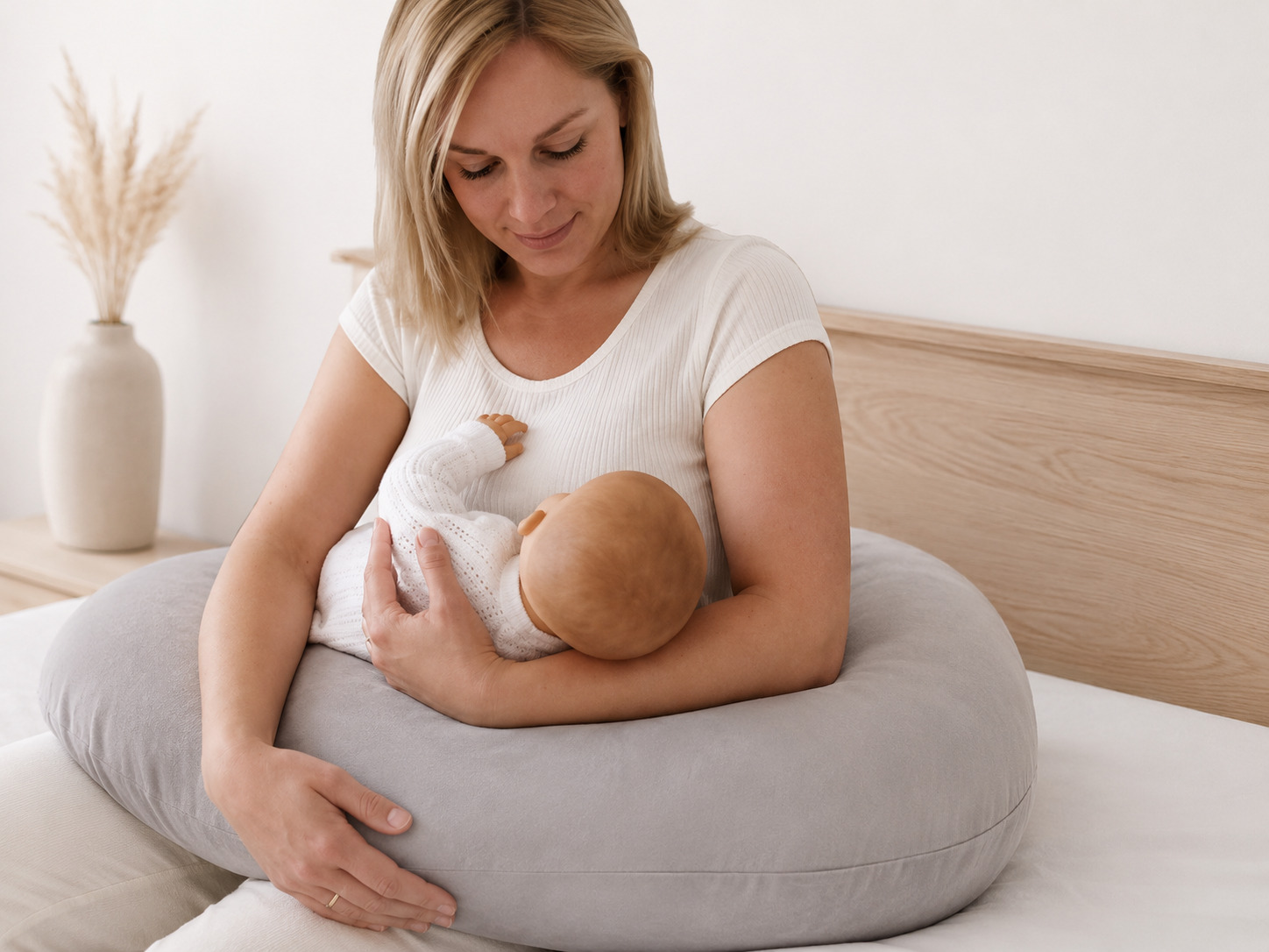 Voedingskussen met moeder en baby