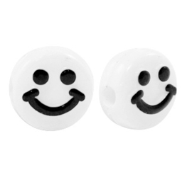 Acryl Kralen Smiley White-Black (10 stuks)