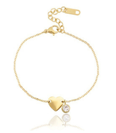 BRACELET HEART AND DIAMOND - / GOLD