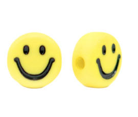 Polymeer Kralen Smiley Yellow-Black (10 stuks)