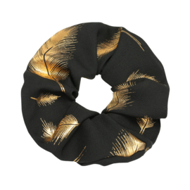 Scrunchie Zwart met Gouden Veertjes