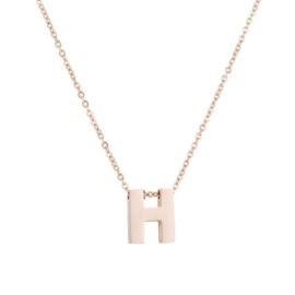 Ketting Met Letter H Rosé Goud