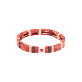 Armband metalen kralen rood