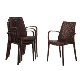 GR362 -Bolero kunststof rotan stoel met armleuning bruin