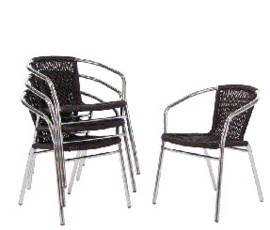 U507 -Bolero aluminium en rotan stoel zwart