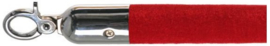 10103RC - Velours afzetkoord rood gepolijst rvs met  lengte 157 cm VEBA