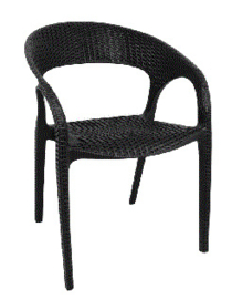 GR363 -Bolero kunststof rotan stoel met armleuning zwart