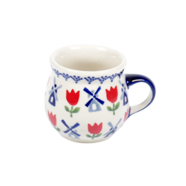 Bolmokje voor espresso - molen blauw met rode tulp