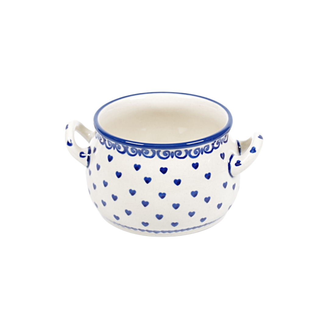 Soepkom met oor - hartjes klein blauw